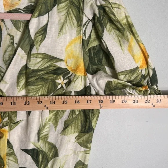 H&M‎ Green and White Puff Sleeve Mini Wrap Dress - Picture 10 of 11